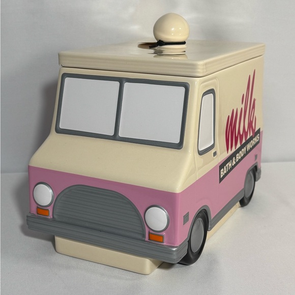 Bath & Body Works Pink and Cream Milk Truck Container/Cookie Jar - Picture 2 of 7